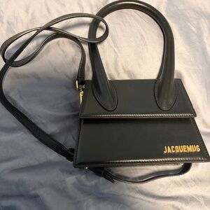 Jacquemus Black Leather Medium Le Chiquito Top Handle w/ Strap